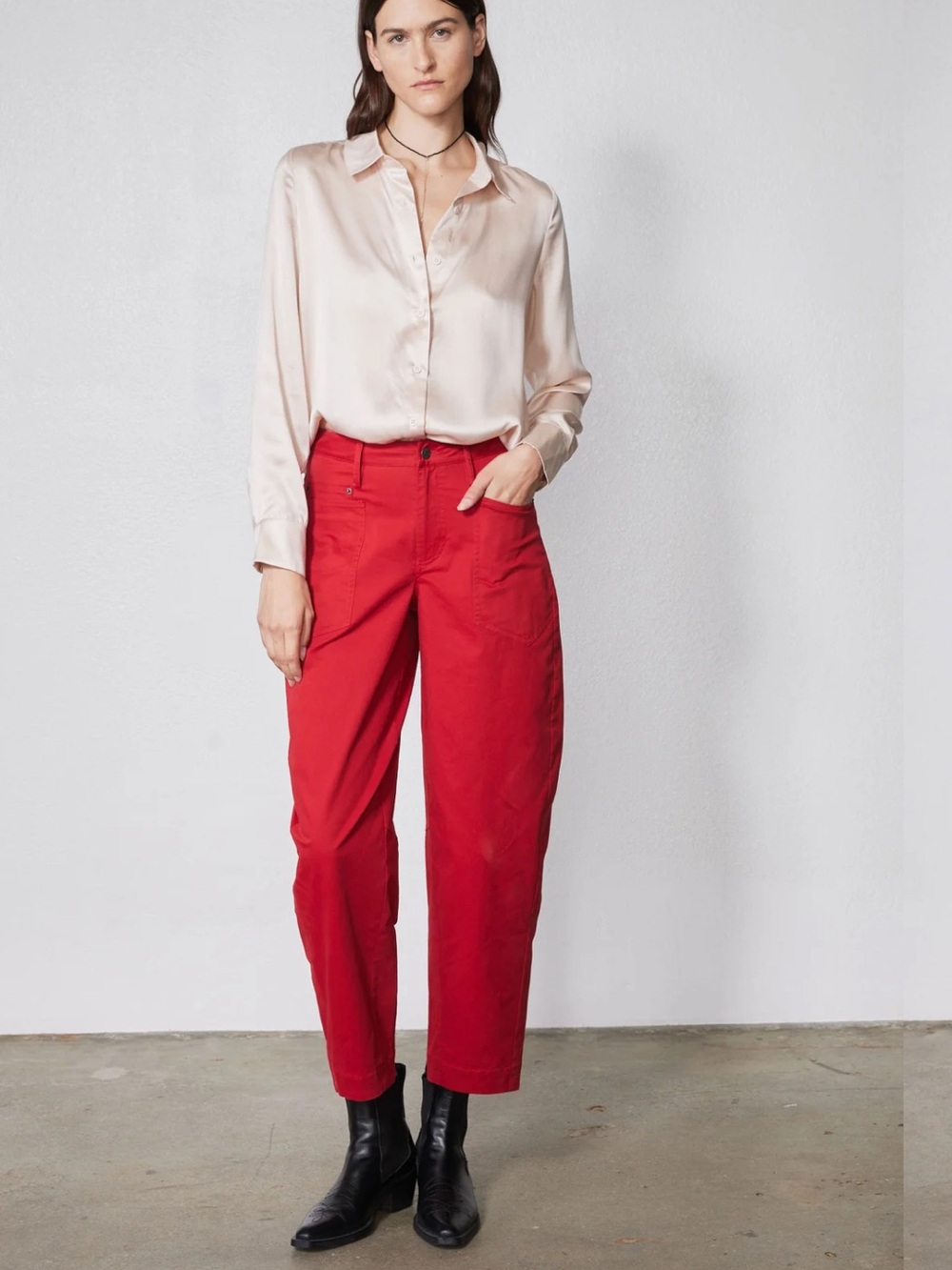 Ruti THE SLOUCHY SOFT TWILL PANTS in Scarlet 10 NWT